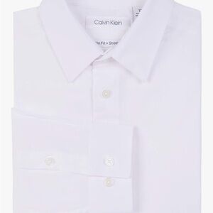 Calvin Klein Boys Long Sleeve Slim Fit Dress Shirt, Button-Down Style